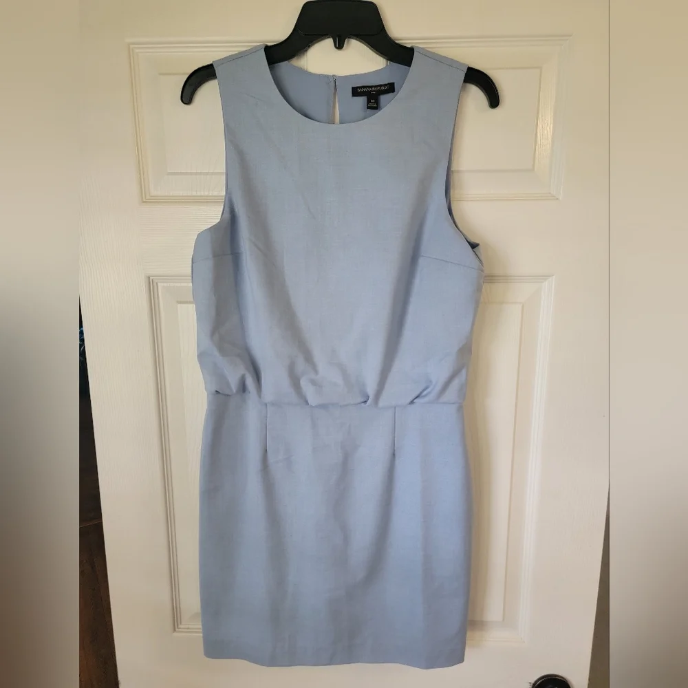 Banana Republic Sculpted‎ Blousant-Waist Mini Dress Size 10 EUC Blue Stretch